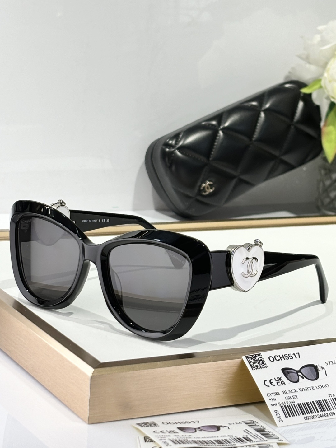 Chanel OCH5517 Oversized Sunglasses with Heart CC Logo Detail