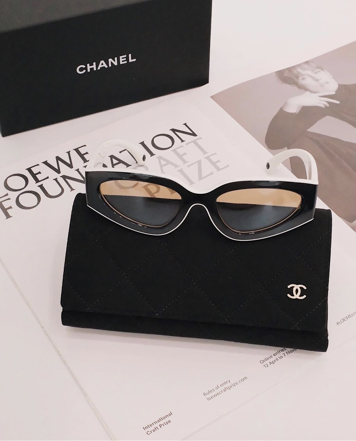 Chanel Luxury Two-Tone Rectangular Sunglasses – Black & White