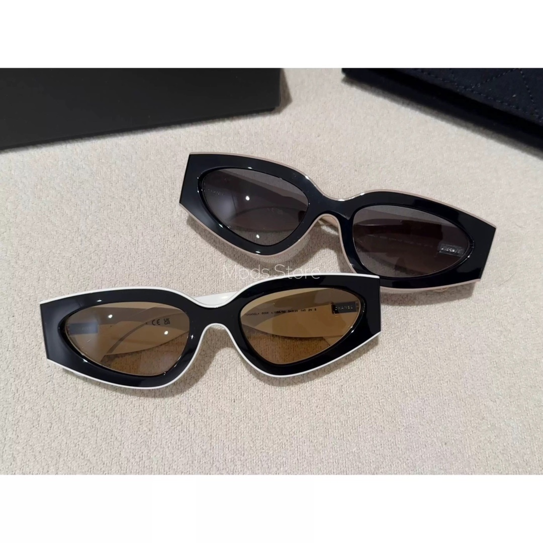 Chanel Luxury Two-Tone Rectangular Sunglasses – Black & White