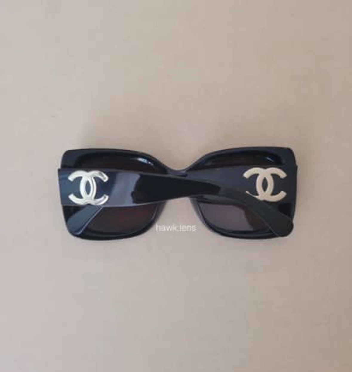 Chanel Black Oversized Square Sunglasses – Gold Logo