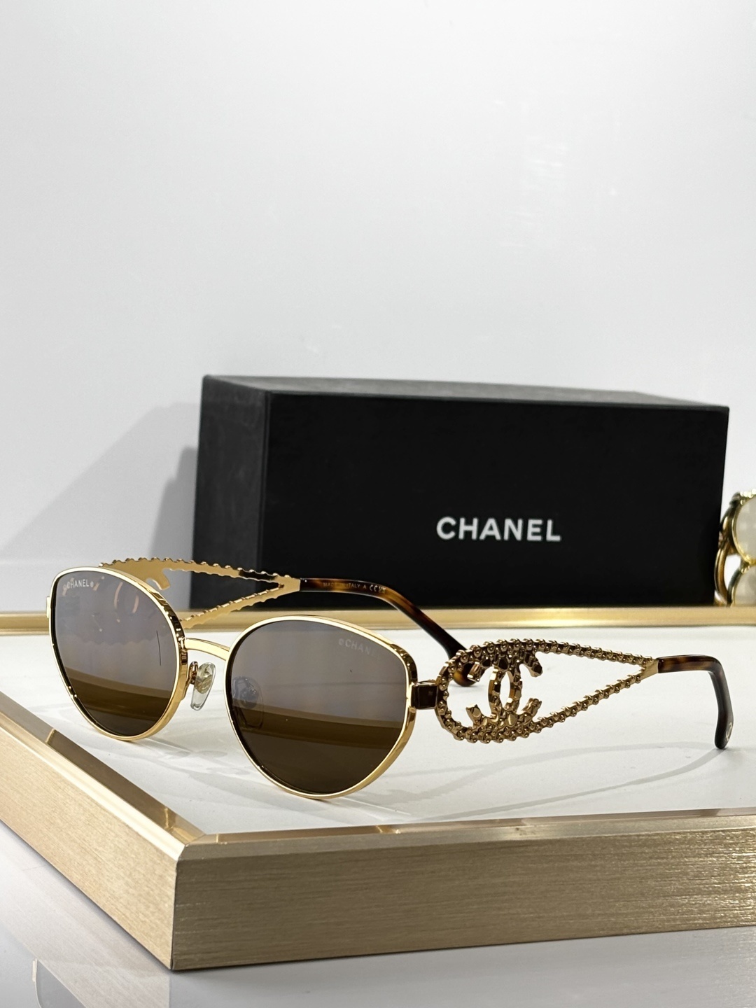 Chanel Luxury Women’s Sunglasses – Gold Frame with CC Logo