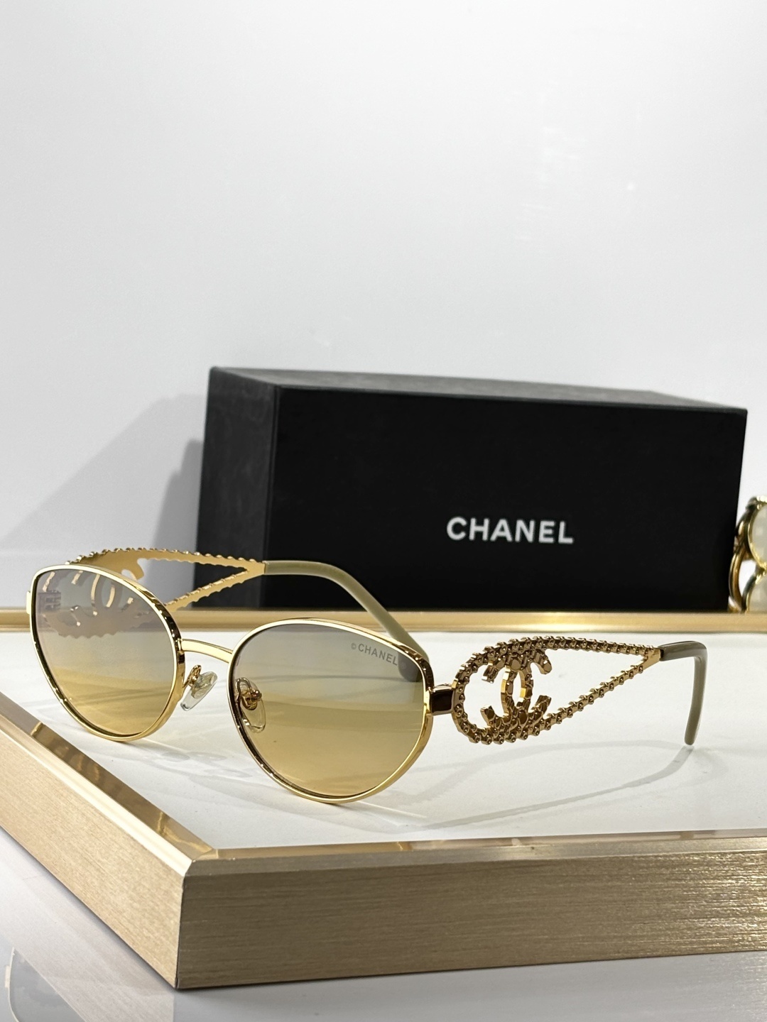 Chanel Luxury Women’s Sunglasses – Gold Frame with CC Logo