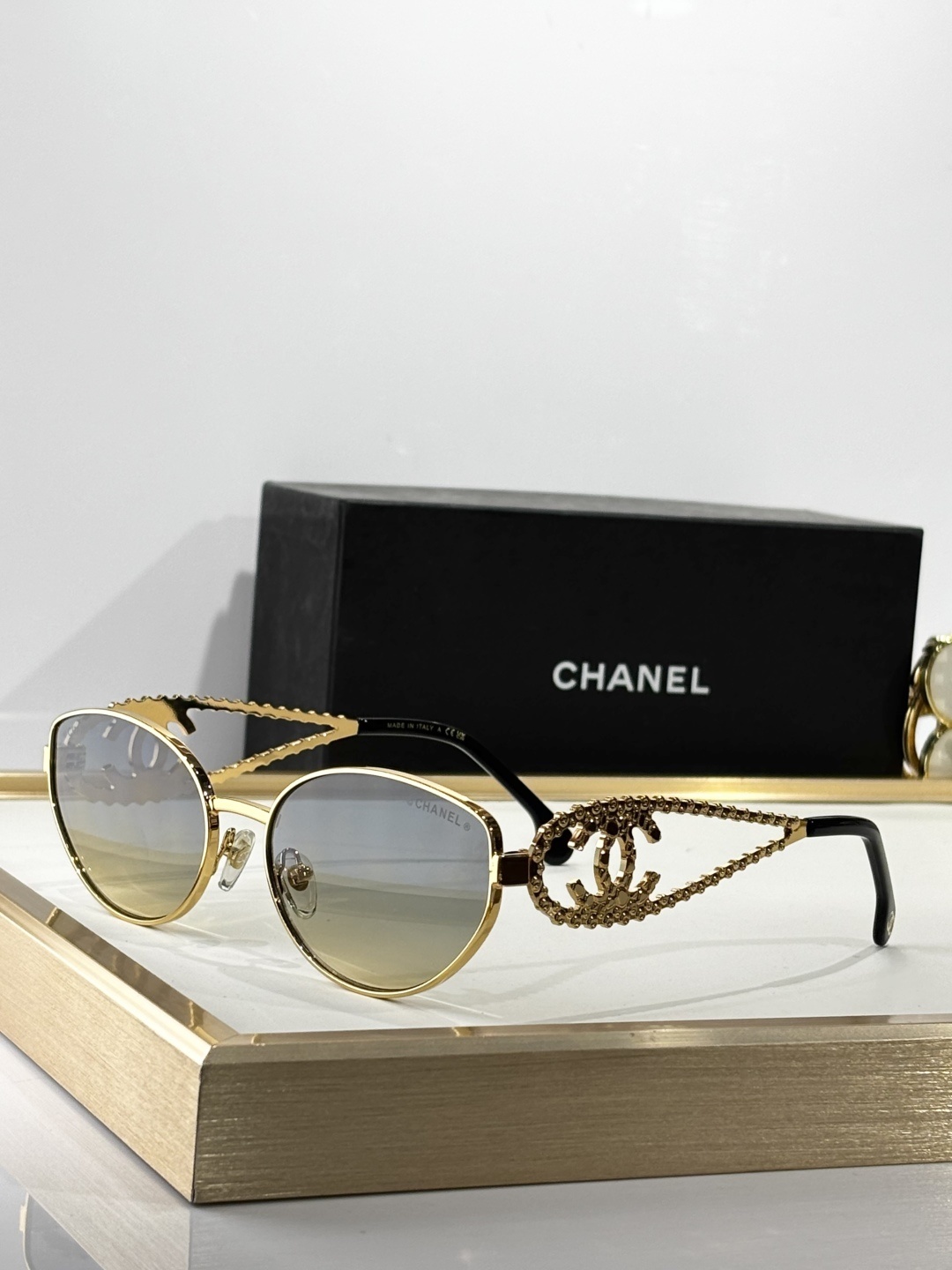 Chanel Luxury Women’s Sunglasses – Gold Frame with CC Logo