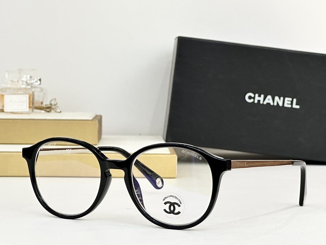 Chanel Black Round Eyeglasses – Chanel Black Frame Round Eyeglasses