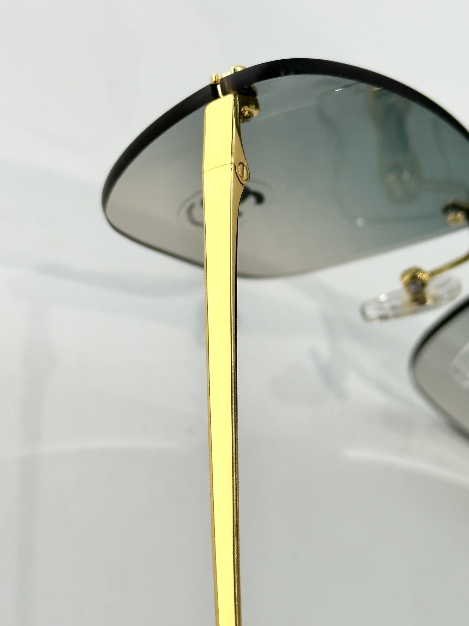 Chanel Luxury Rimless Butterfly Sunglasses – Gold & Gradient Blue