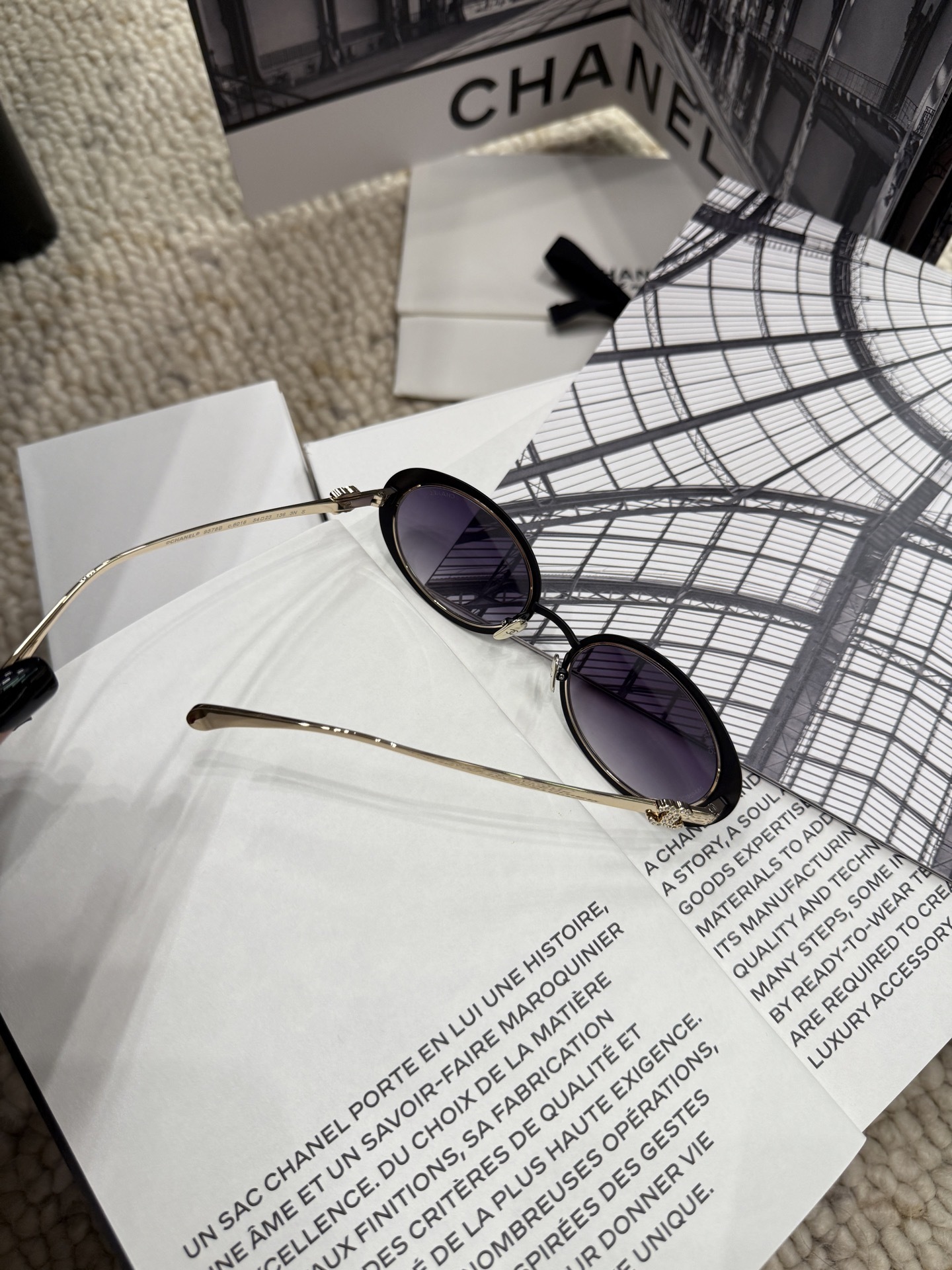 Chanel Luxury Oval Sunglasses – Black & Gold Metal with Gradient Lens