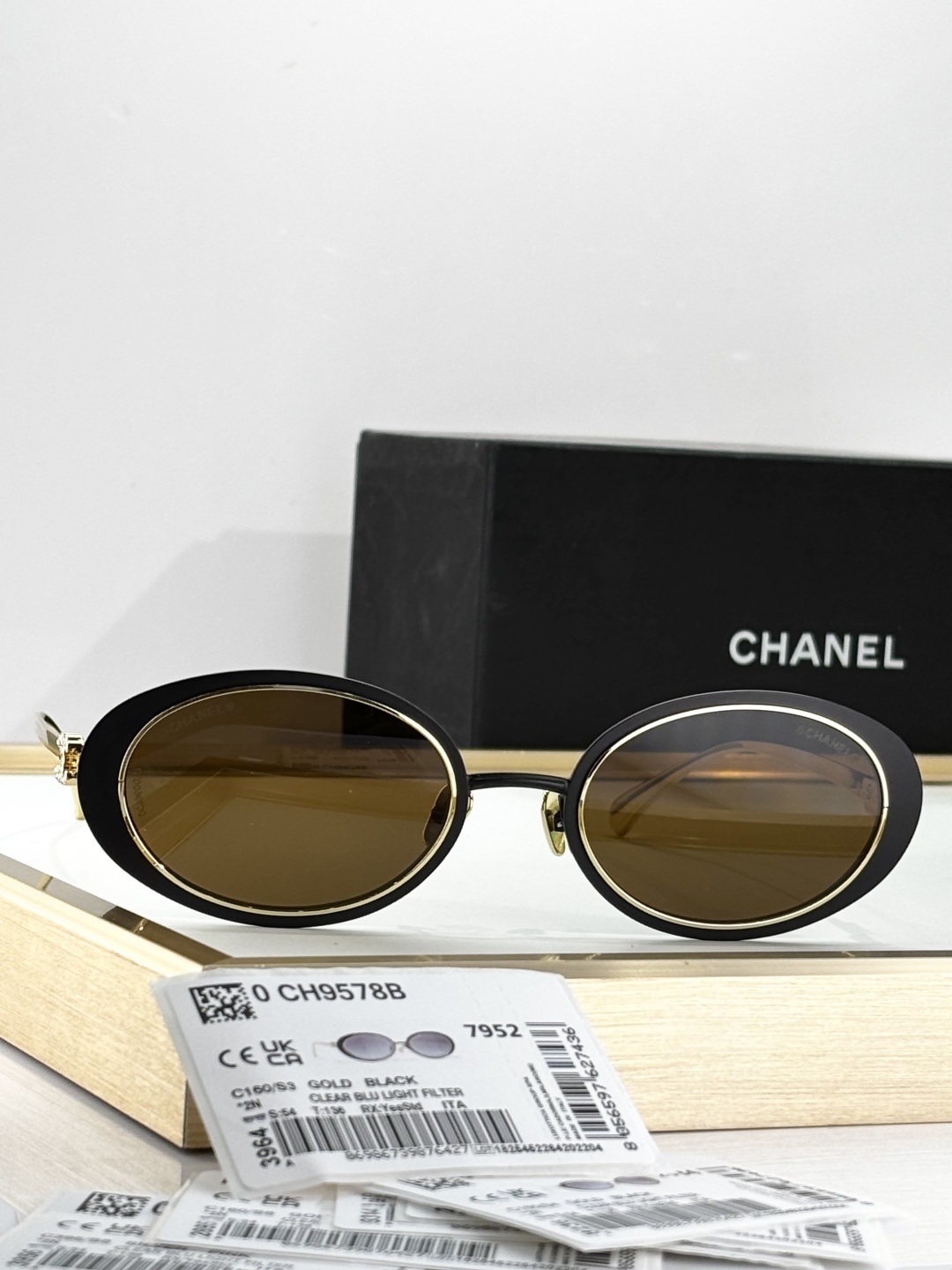 Chanel CH9578B Oval Sunglasses with Blue Light Filter Lenses