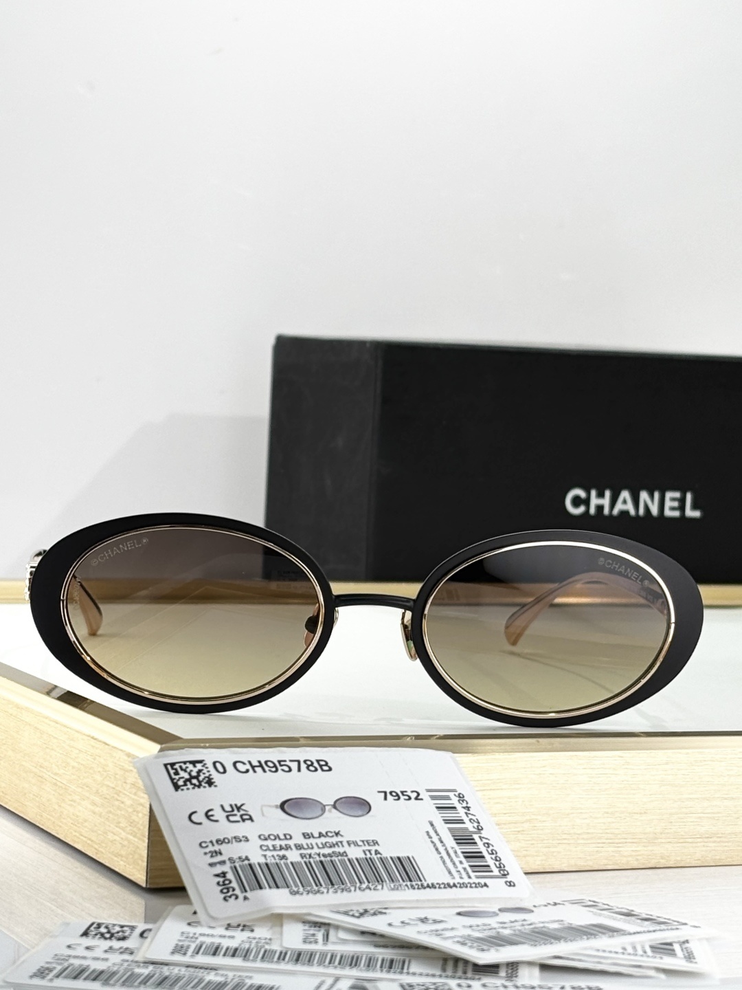 Chanel CH9578B Oval Sunglasses with Blue Light Filter Lenses