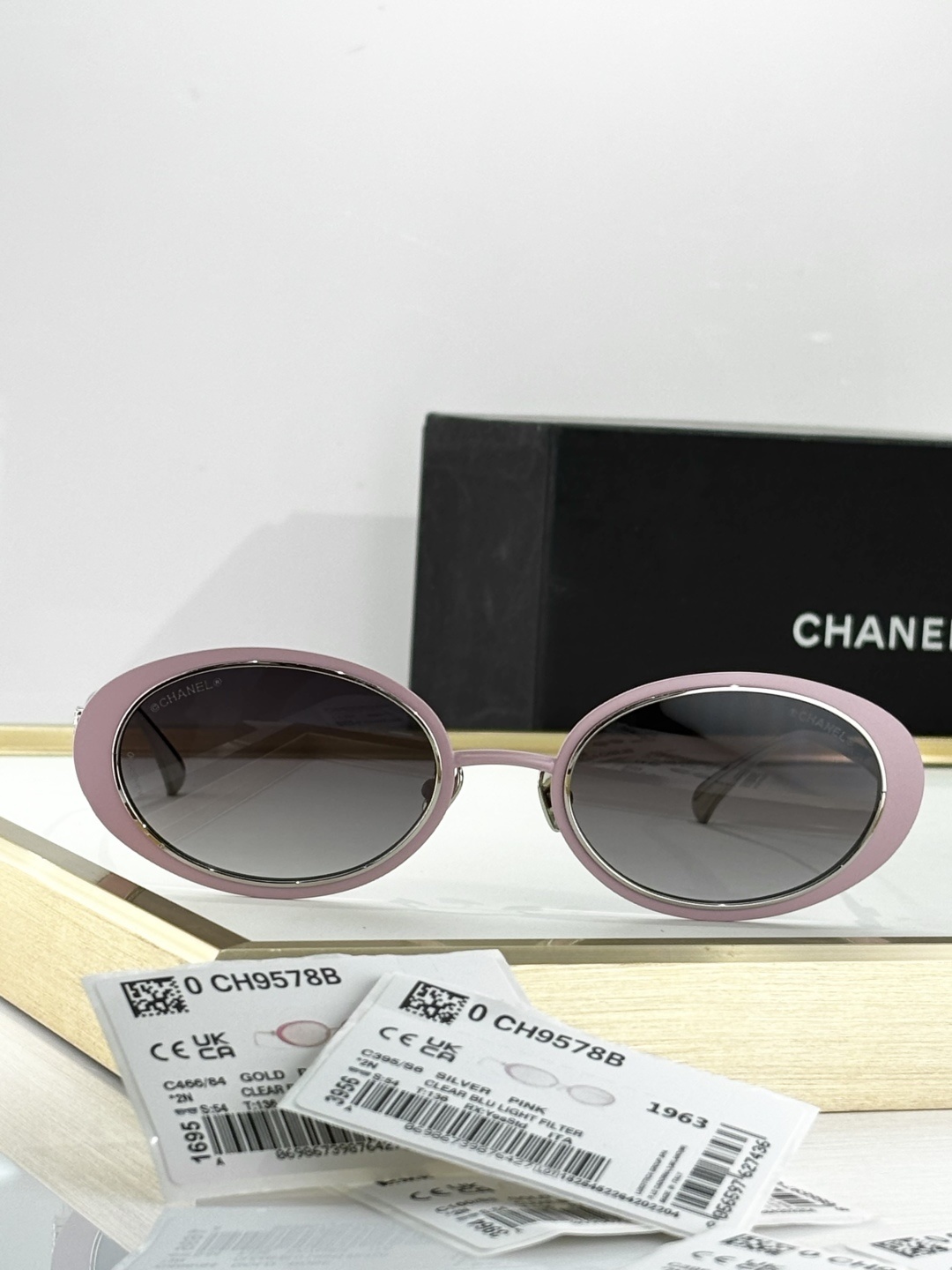 Chanel CH9578B Oval Sunglasses with Blue Light Filter Lenses