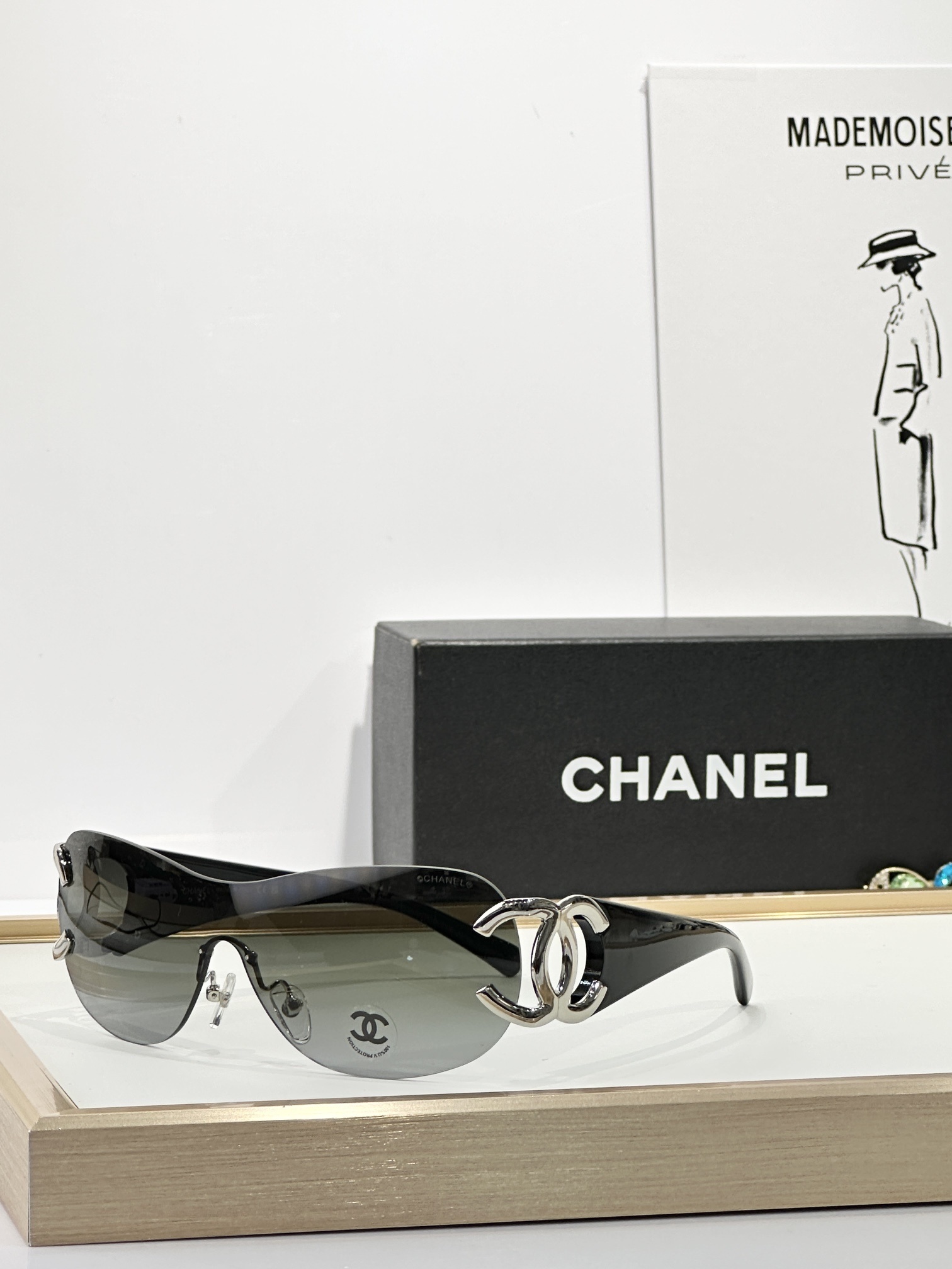 Chanel Luxury Shield Sunglasses with Iconic CC Logo Detail
