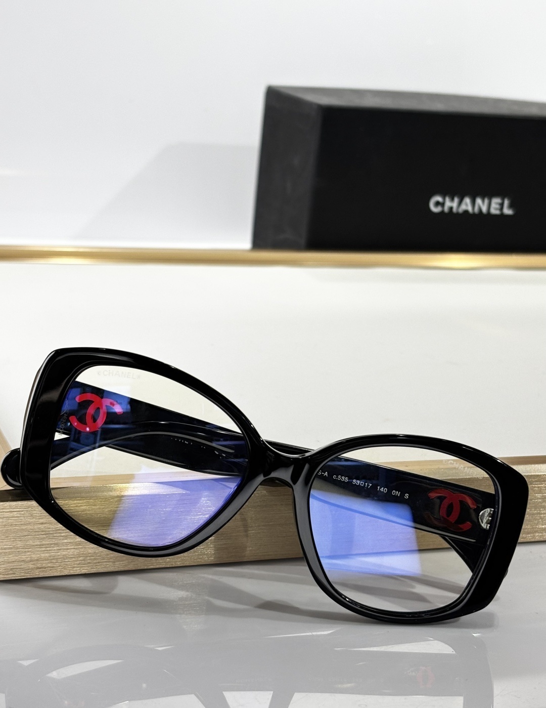 Chanel CH3476 Black Butterfly Eyeglasses with Red CC Logo