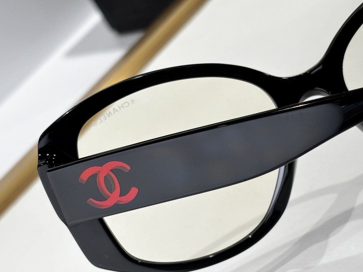 Chanel CH3476 Black Butterfly Eyeglasses with Red CC Logo