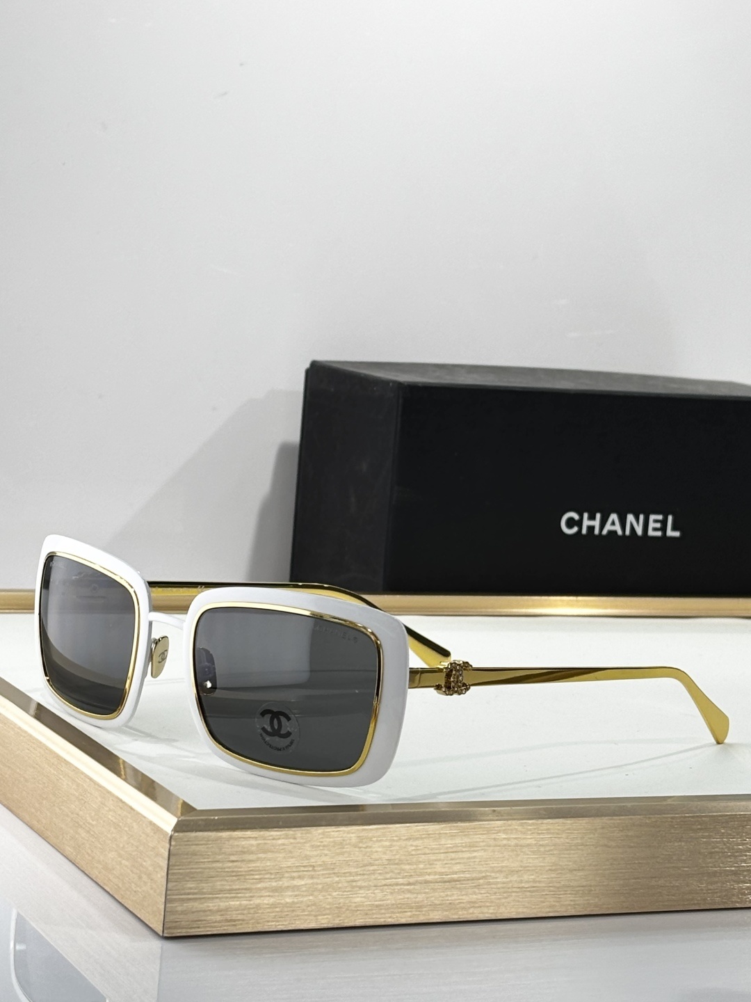 Luxury Chanel Rectangular Sunglasses – Gold Metal Trim Eyewear