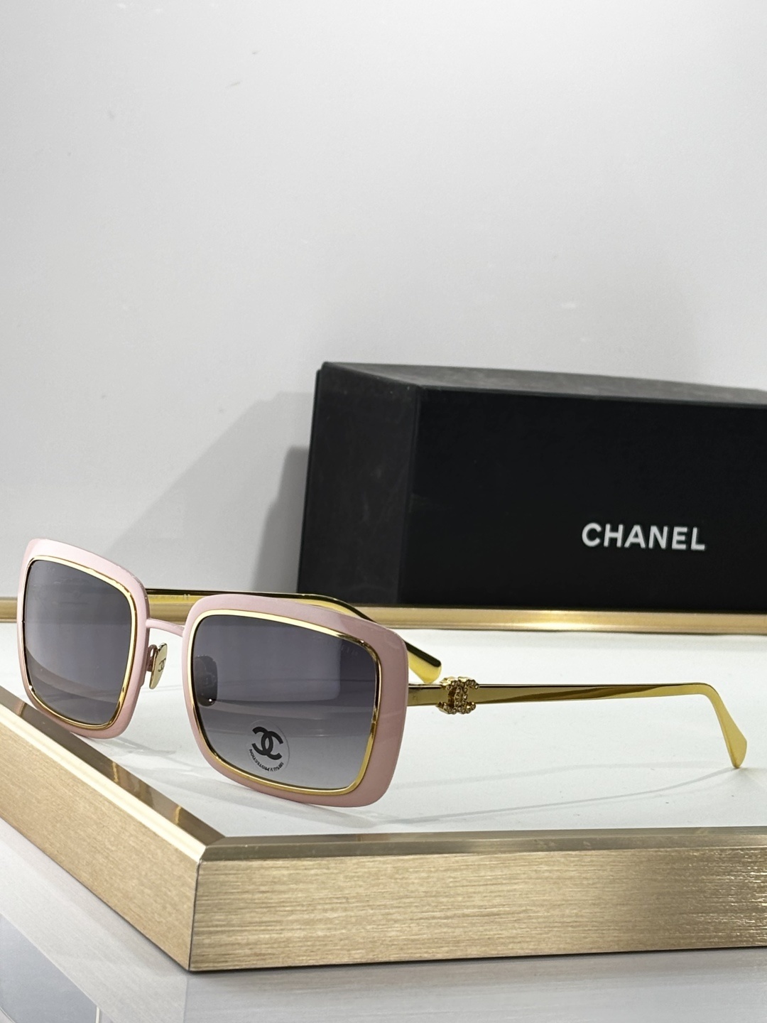 Luxury Chanel Rectangular Sunglasses – Gold Metal Trim Eyewear