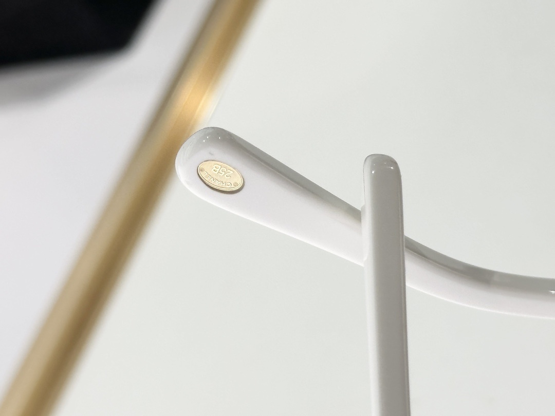 Chanel White Oval Sunglasses with Bow Detail & Gold CC Logo