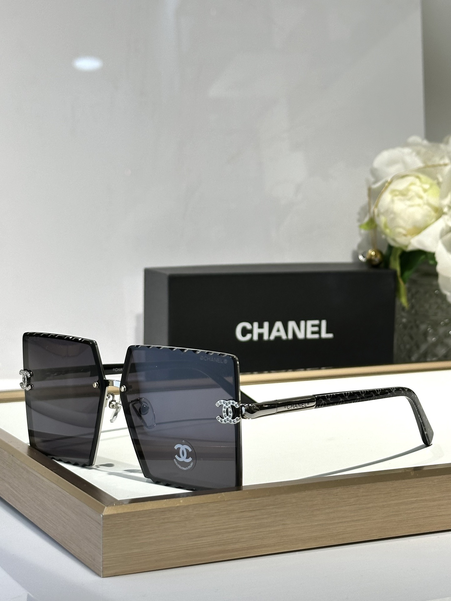 Chanel Oversized Square Sunglasses – Gradient Lens with Crystal CC Logo