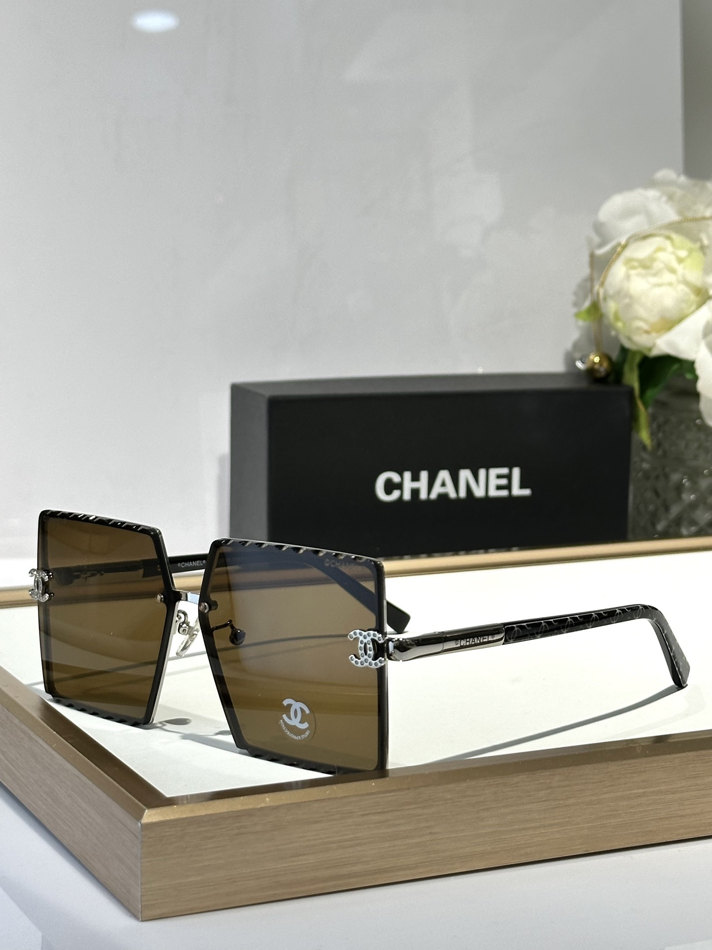Chanel Oversized Square Sunglasses – Gradient Lens with Crystal CC Logo