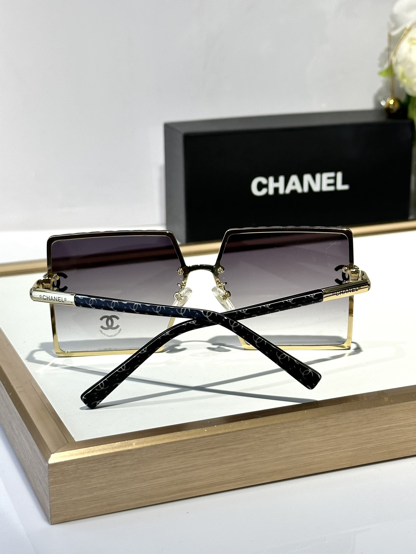 Chanel Oversized Square Sunglasses – Gradient Lens with Crystal CC Logo