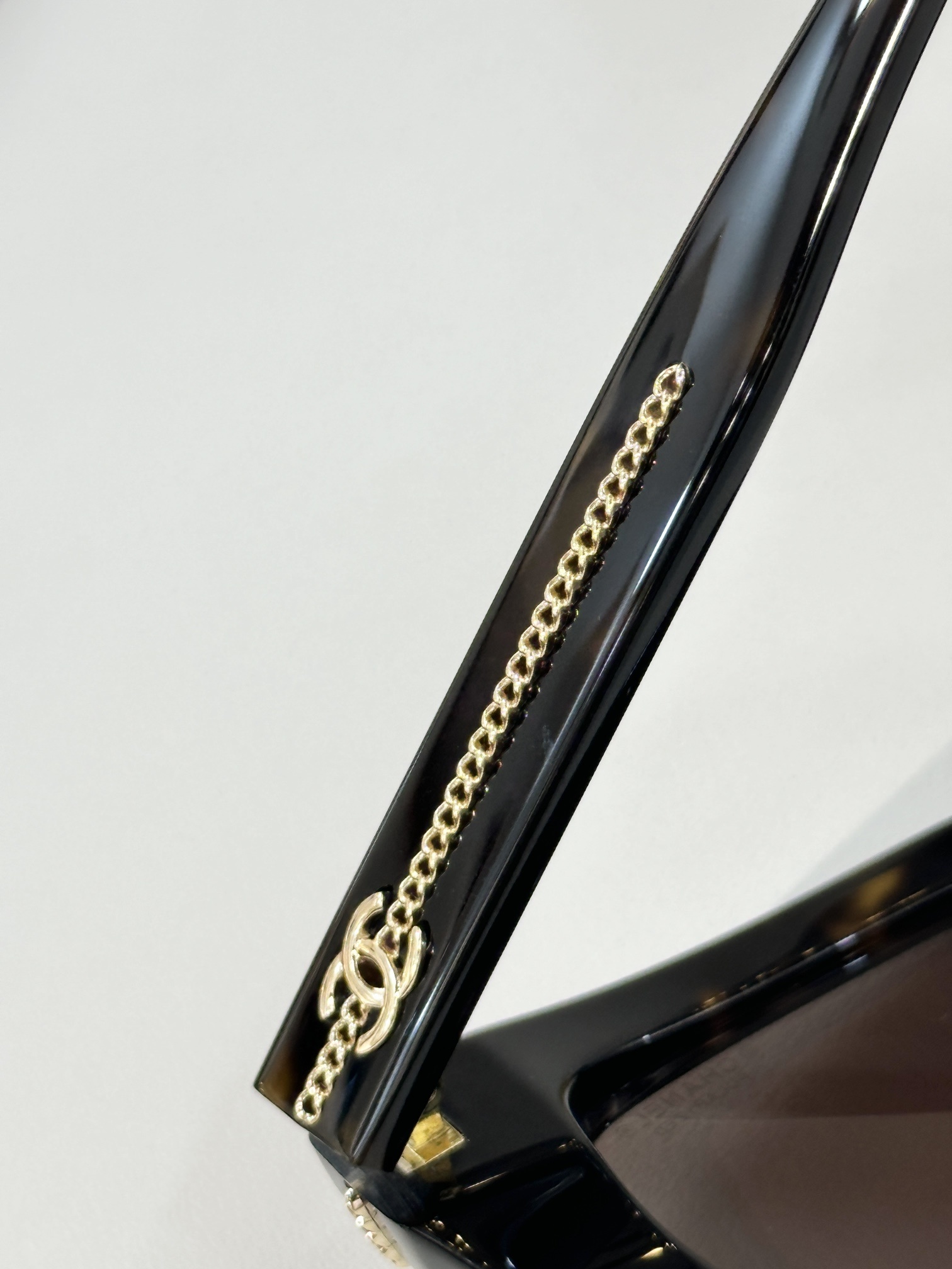 Chanel Luxury Square Sunglasses with CC Logo Chain Detail