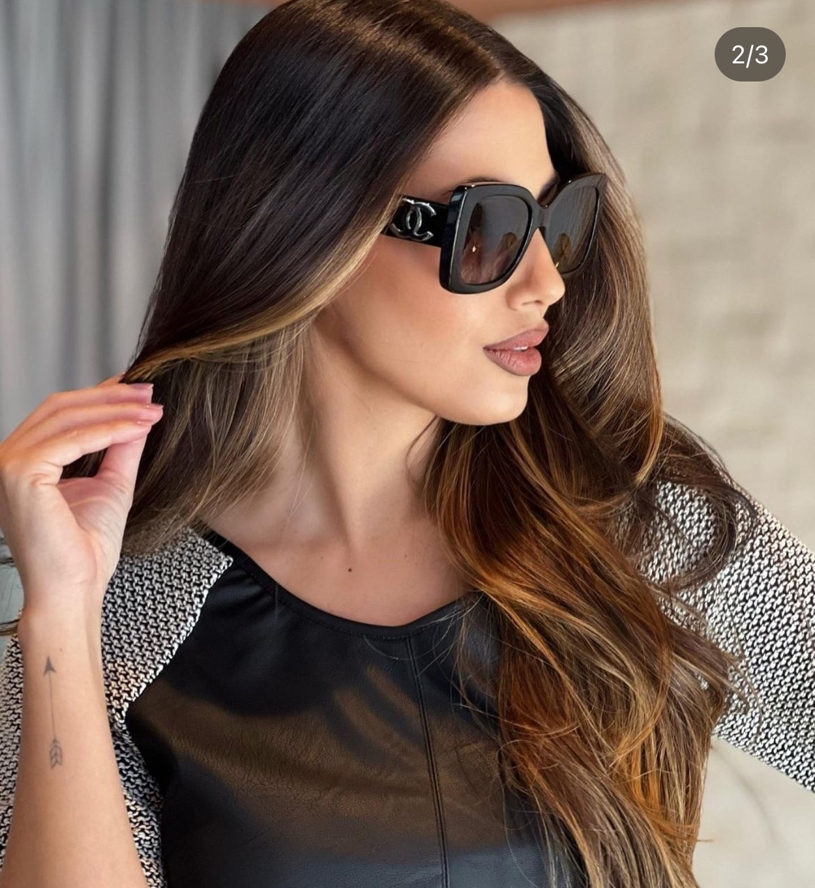 Luxury Oversized Square Black Sunglasses with Gold Logo Accent
