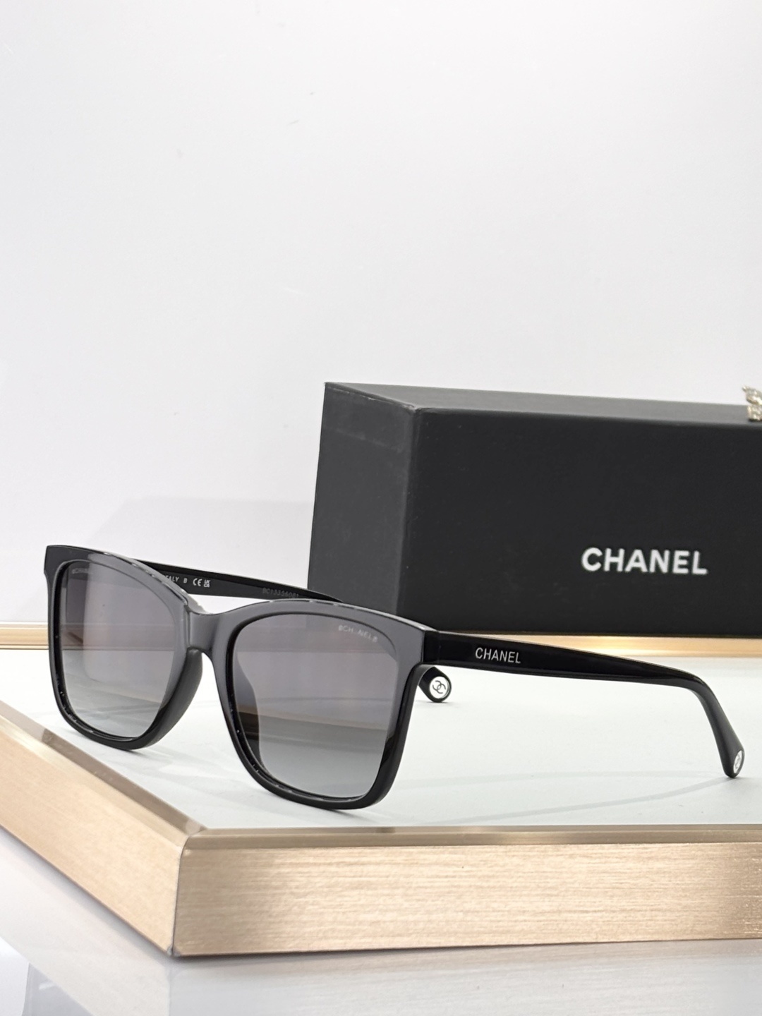 Chanel Square Black Sunglasses Gray Lens