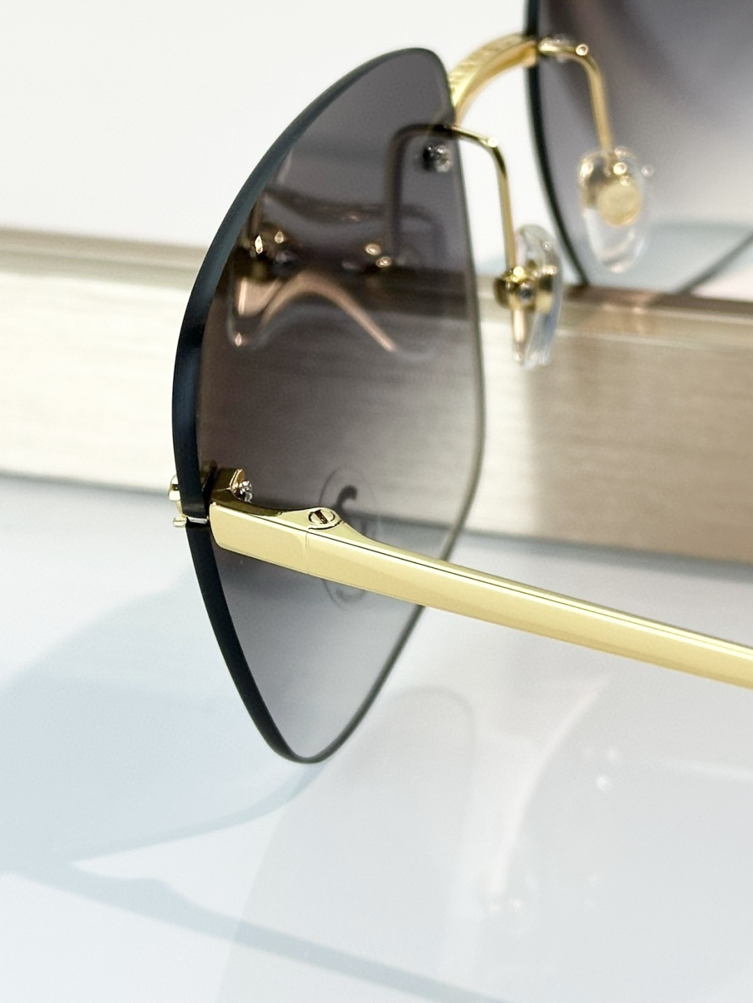 Chanel Luxury Rimless Square Sunglasses – Gradient Fashion Eyewear