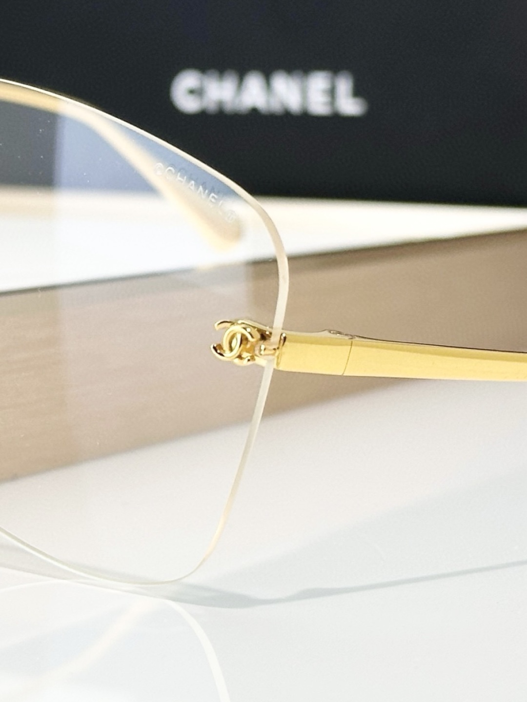 Chanel Luxury Rimless Square Sunglasses – Gradient Fashion Eyewear