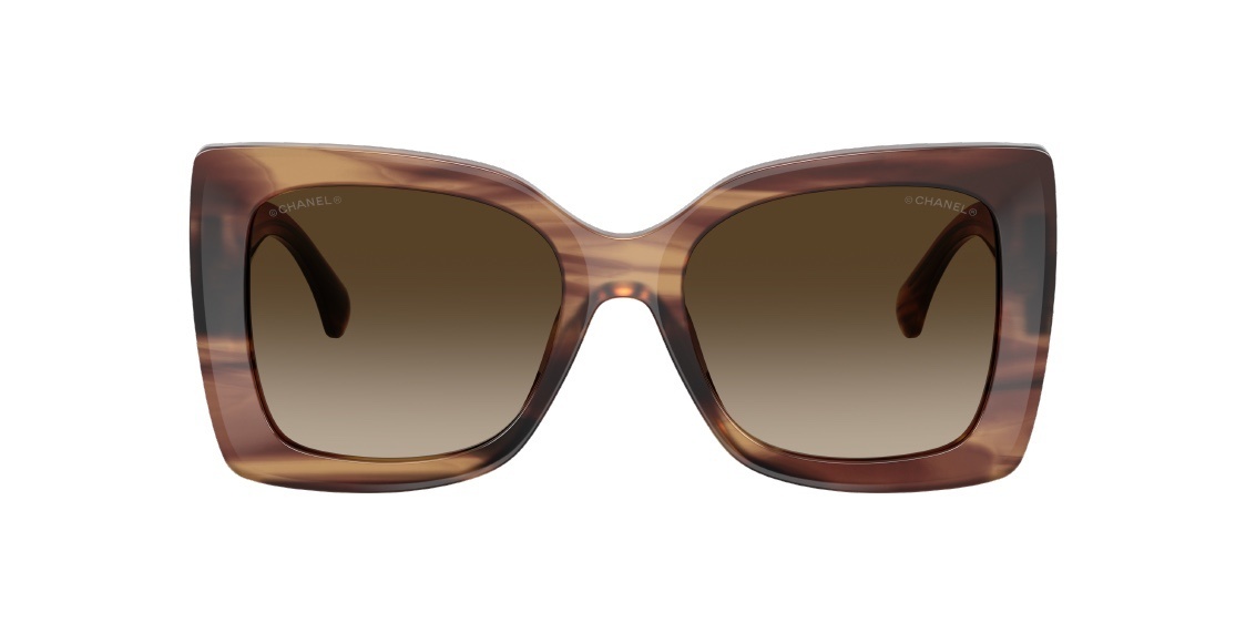 Chanel Oversized Square Sunglasses with Textured Silver CC Logo