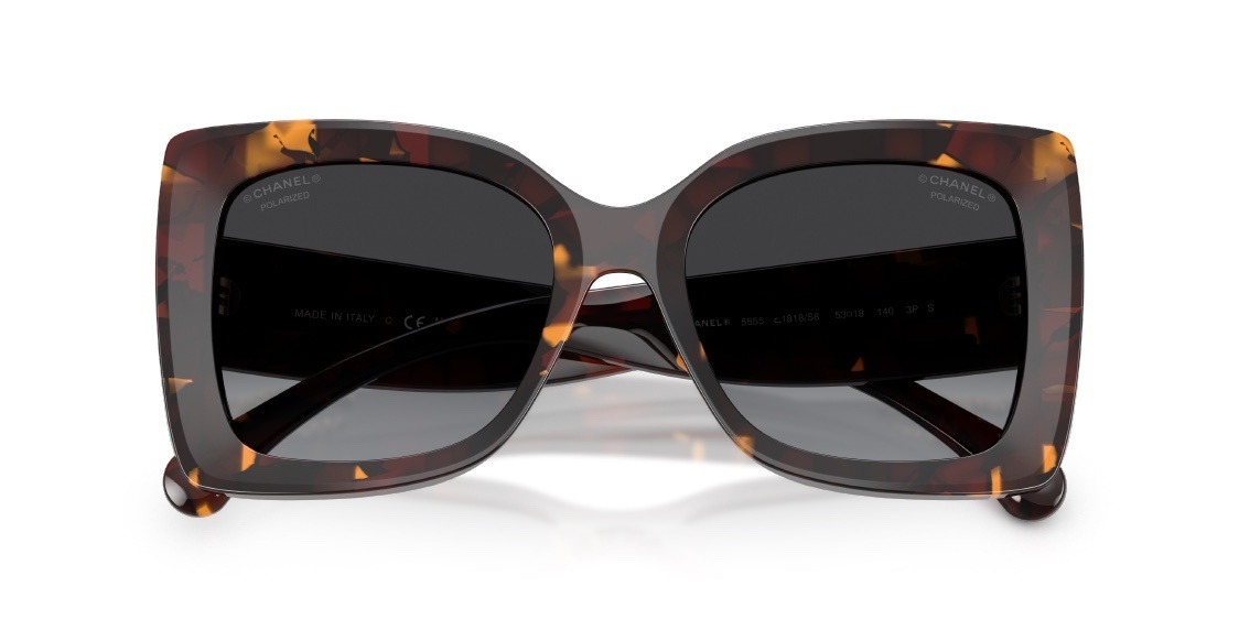 Chanel Oversized Square Sunglasses with Textured Silver CC Logo