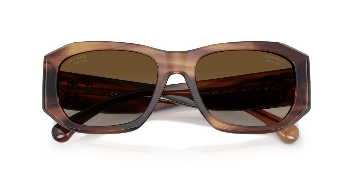 Chanel Black Rectangular Polarized Sunglasses – Gold Chain CC Logo