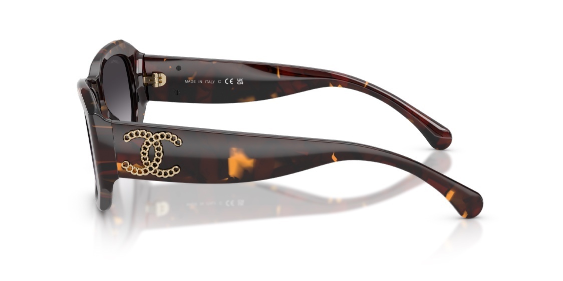 Chanel Tortoiseshell Rectangular Sunglasses – Gold CC Chain Logo