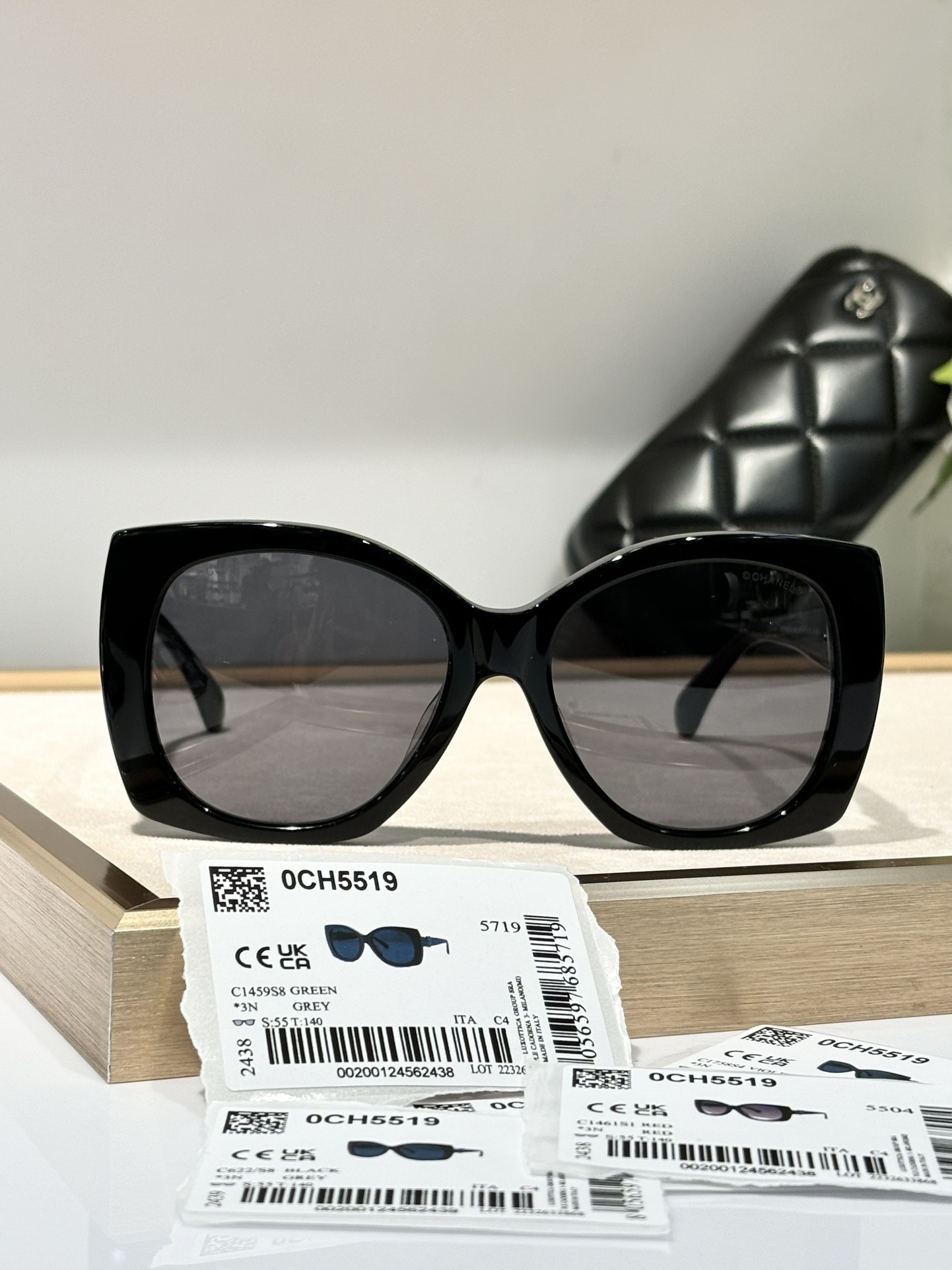 Chanel Oversized Square Sunglasses with Heart CC Logo – Black