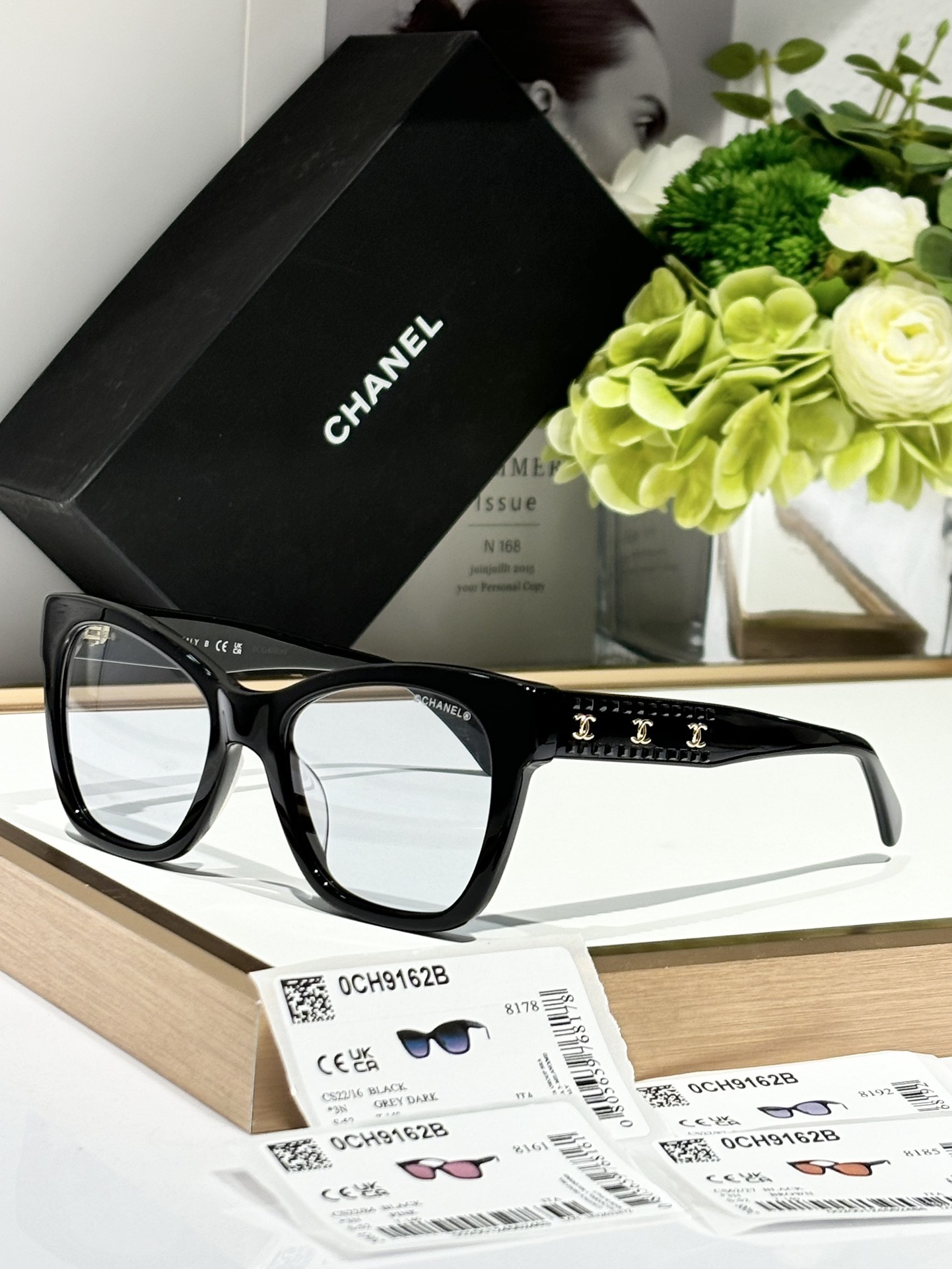 Chanel OCH9162B Designer Sunglasses – Elegant Black Cat-Eye Frame