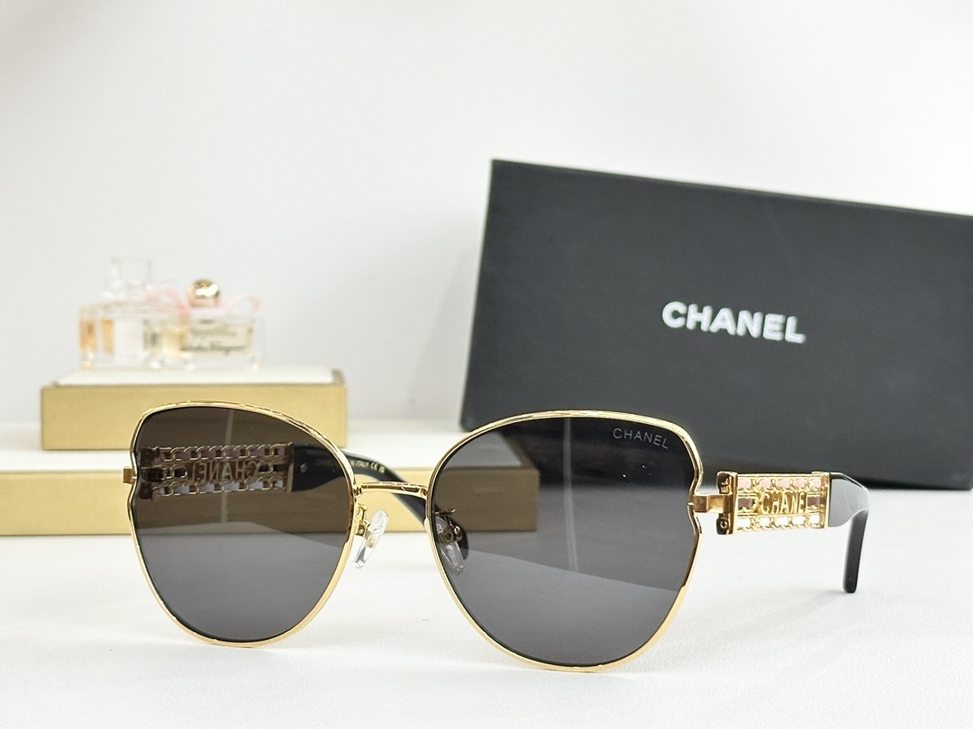 Chanel Butterfly Sunglasses with Gold Chain Logo Temples