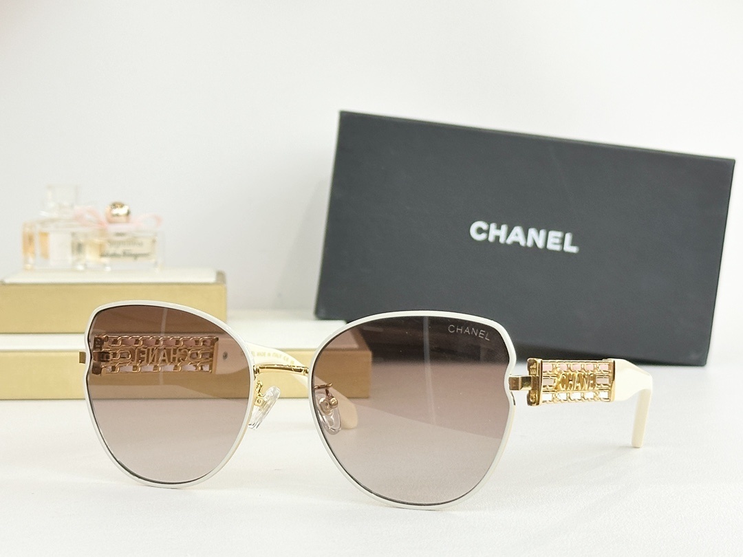Chanel Butterfly Sunglasses with Gold Chain Logo Temples