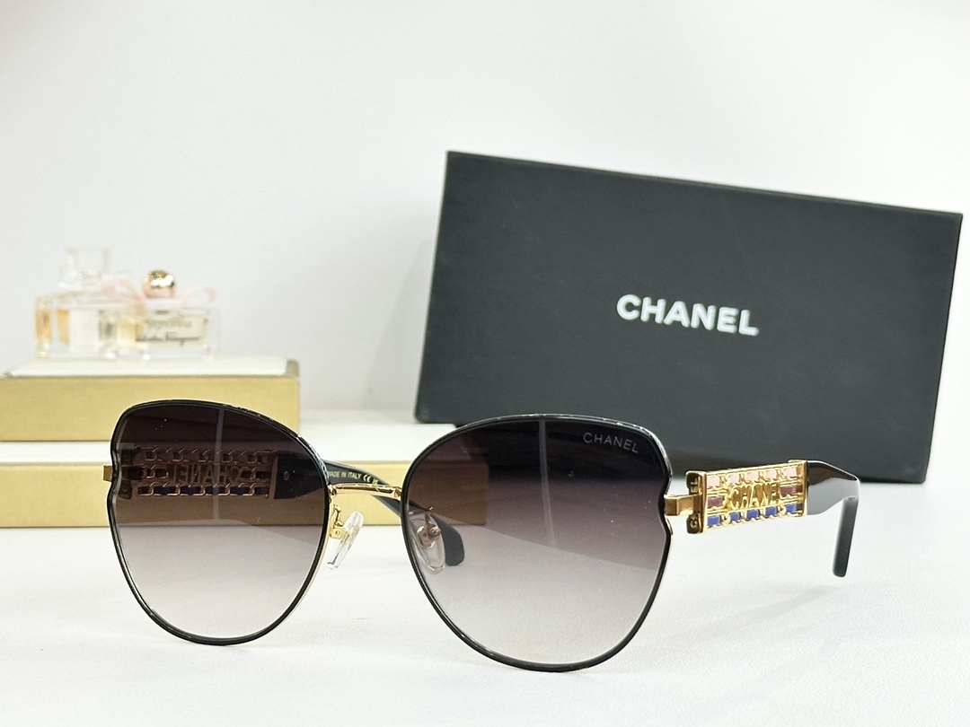 Chanel Butterfly Sunglasses with Gold Chain Logo Temples