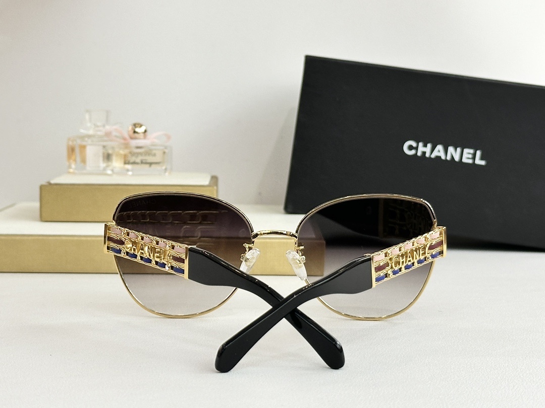 Chanel Butterfly Sunglasses with Gold Chain Logo Temples