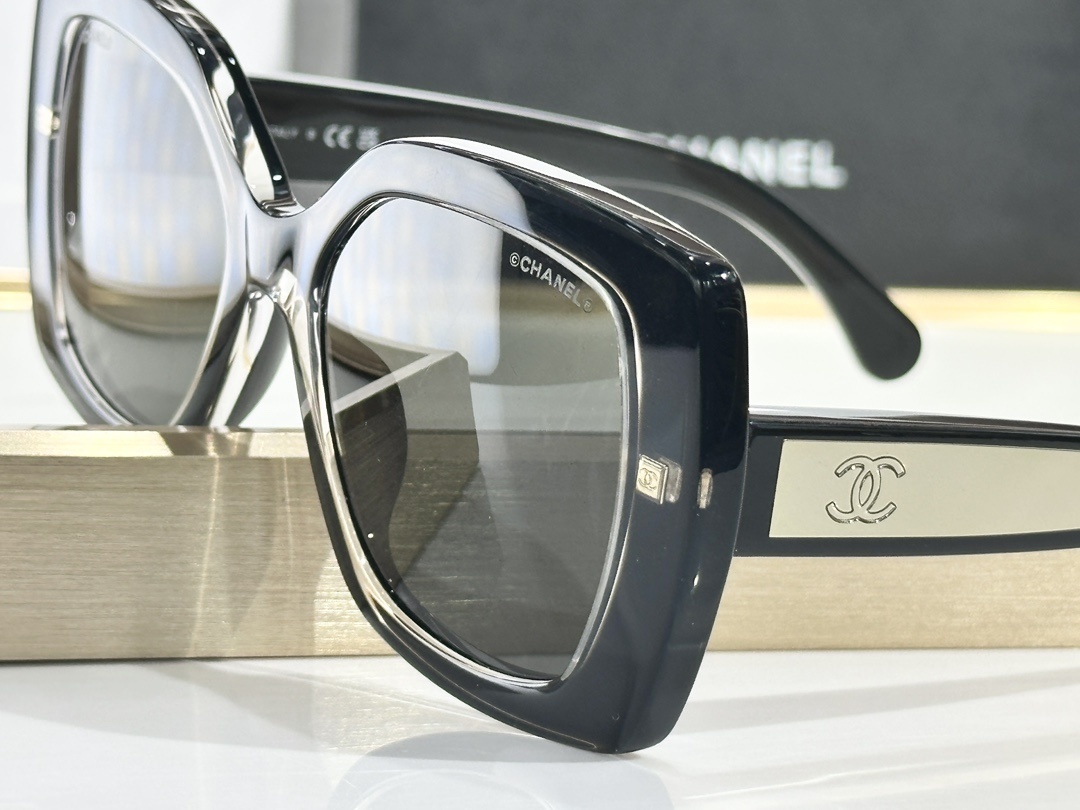 Chanel Luxury Black Butterfly Sunglasses with Iconic CC Logo