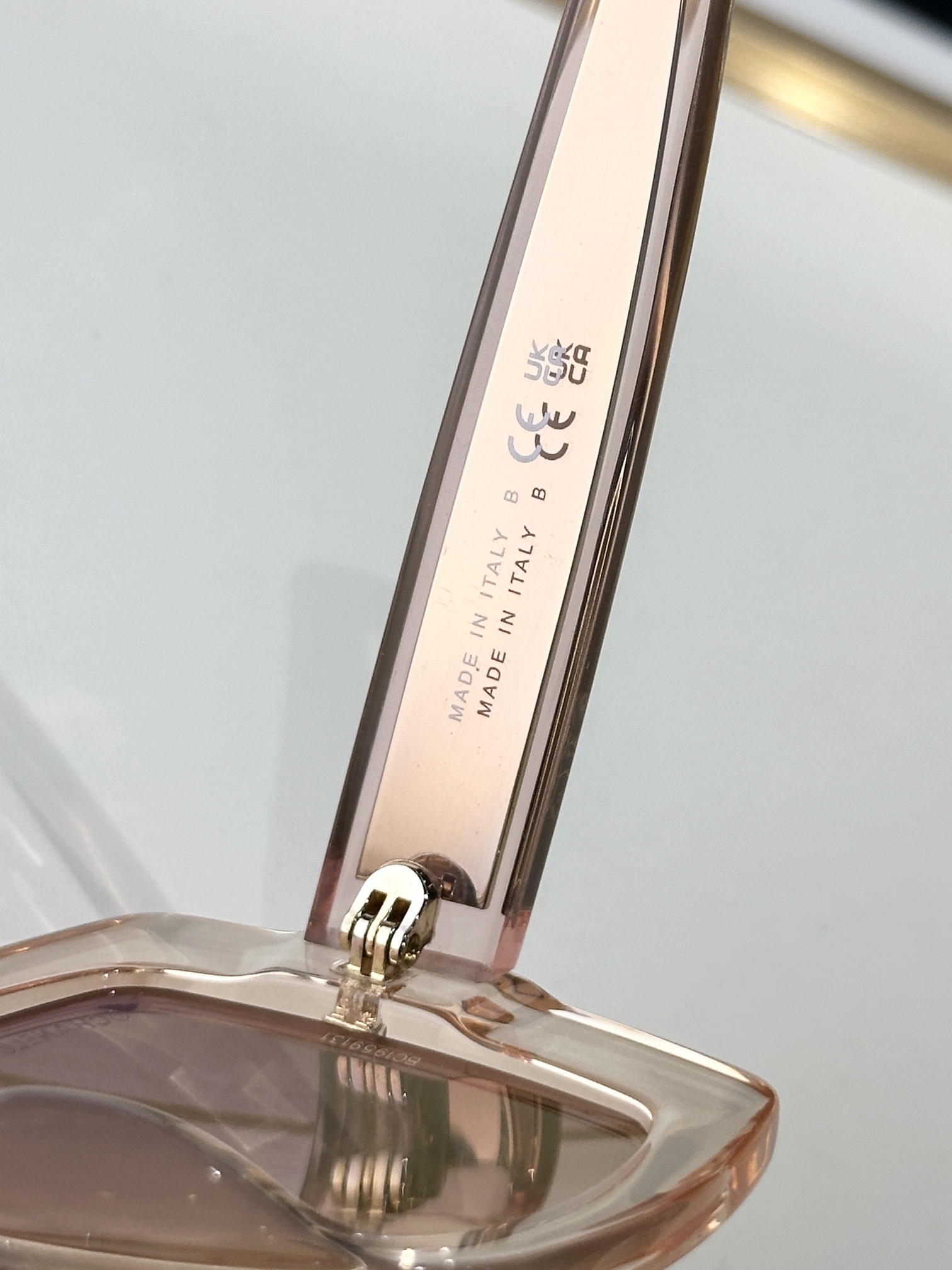 Chanel Square Sunglasses in Pink Acetate with Gold Mirrored Lenses