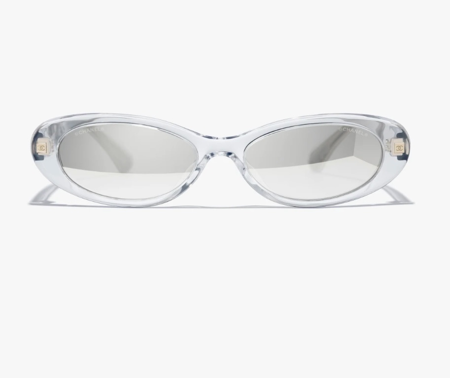 Chanel Clear Oval Sunglasses – Silver Lens, Modern Design
