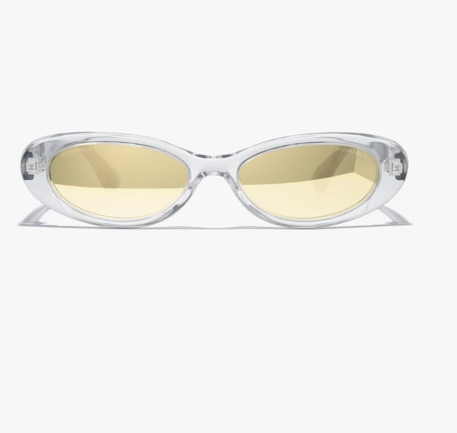Chanel Clear Acetate Oval Sunglasses – Luxury Gold-Tone Detail