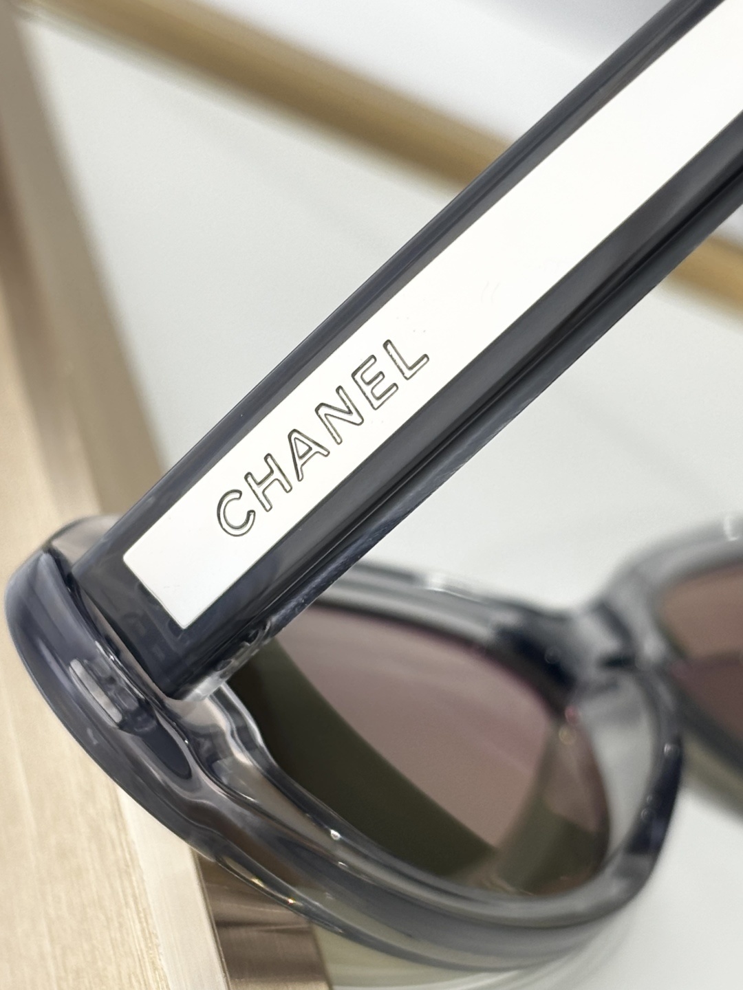 Chanel Oval Sunglasses – Transparent Grey & Gold Mirrored Lenses