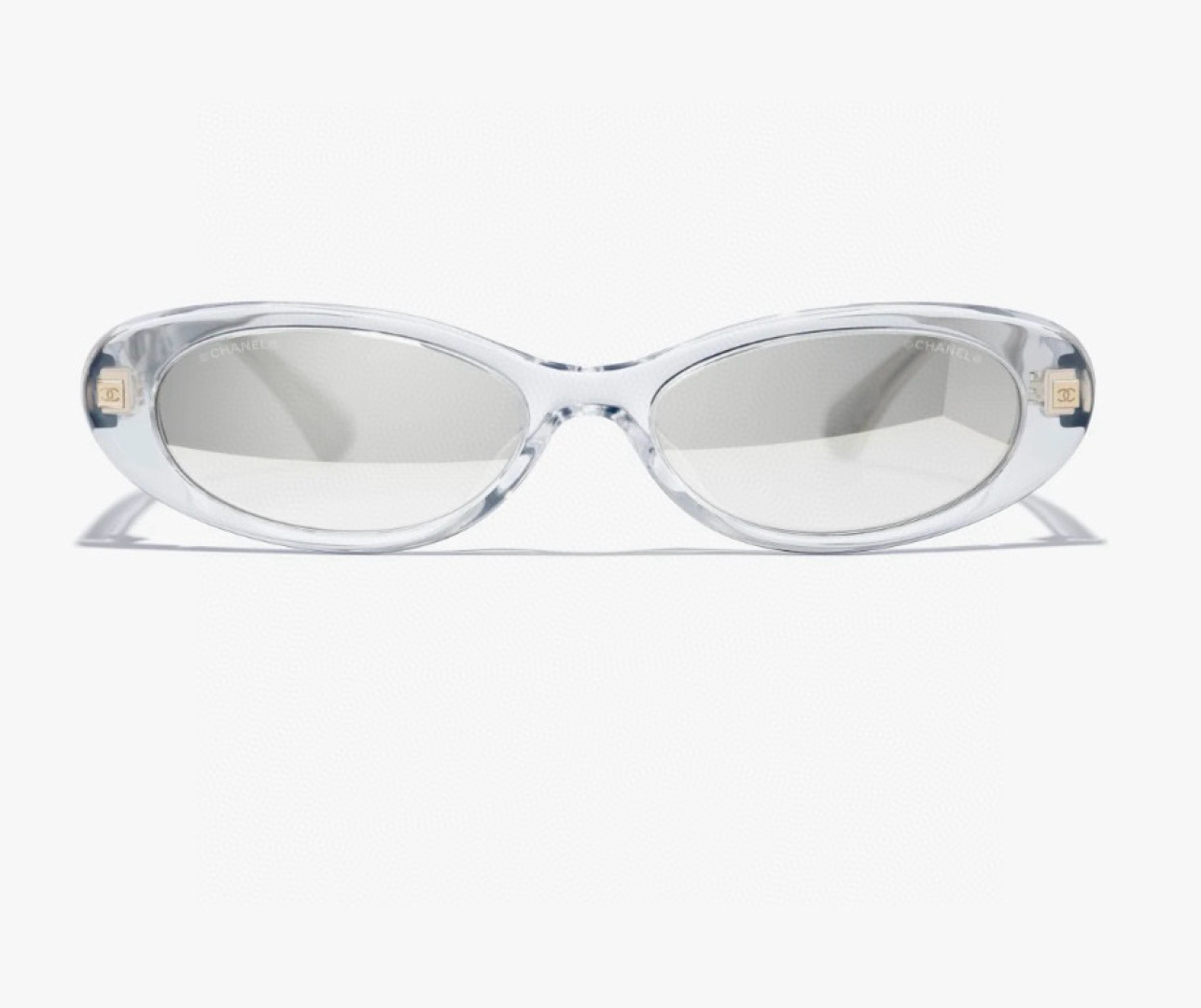 Chanel OCH9175B Clear Oval Sunglasses with Silver Mirror Lenses