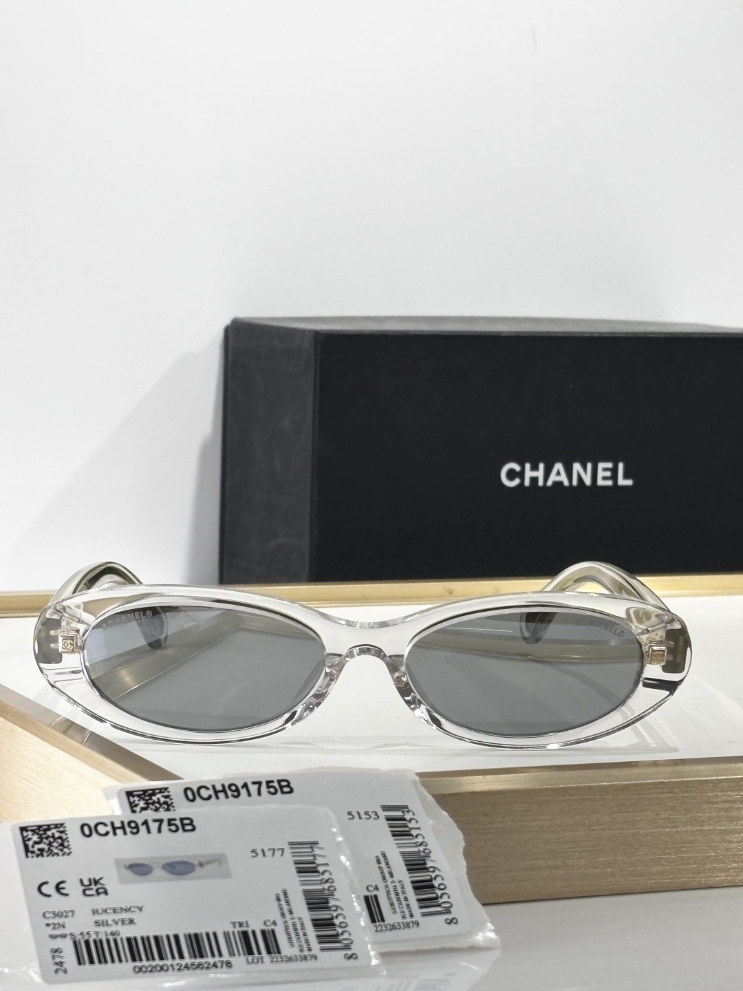 Chanel OCH9175B Clear Oval Sunglasses with Silver Mirror Lenses