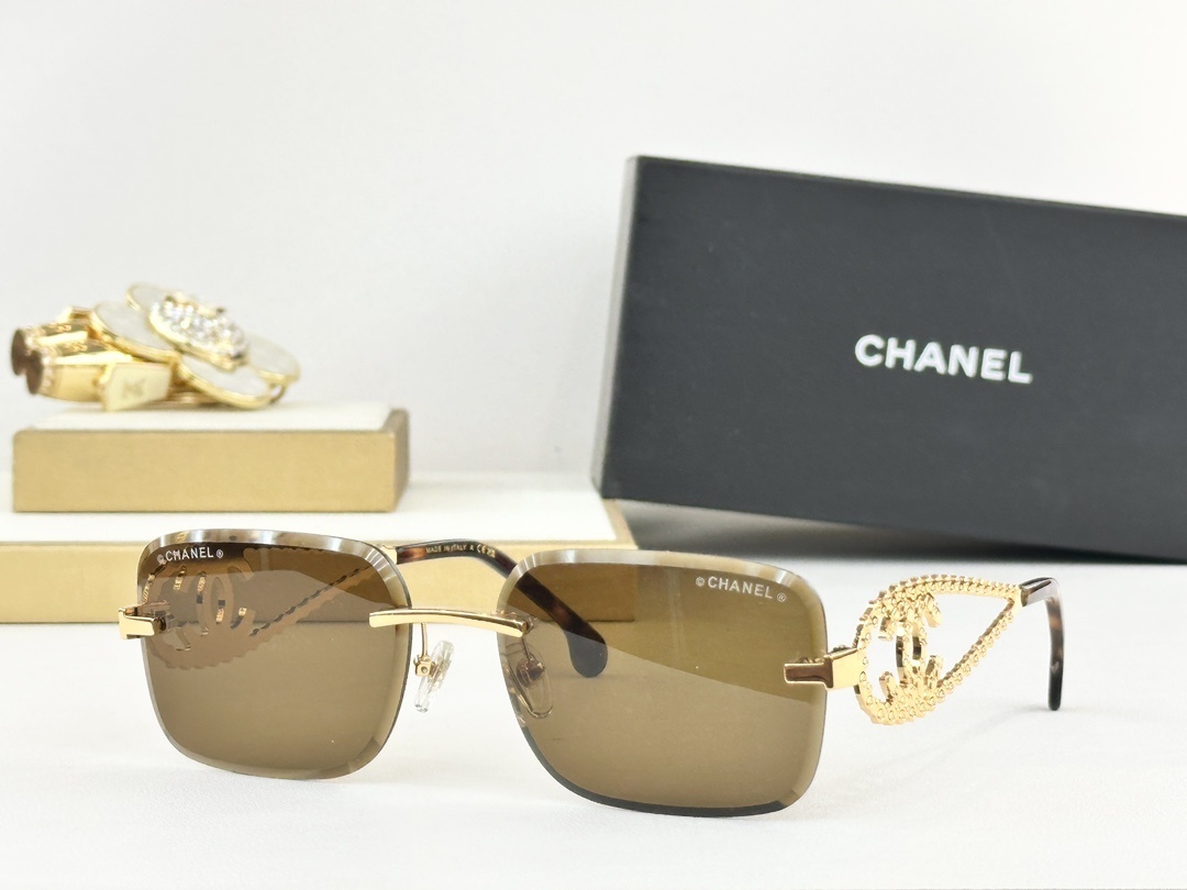 Chanel Luxury Rimless Sunglasses – Crystal CC Logo Temples