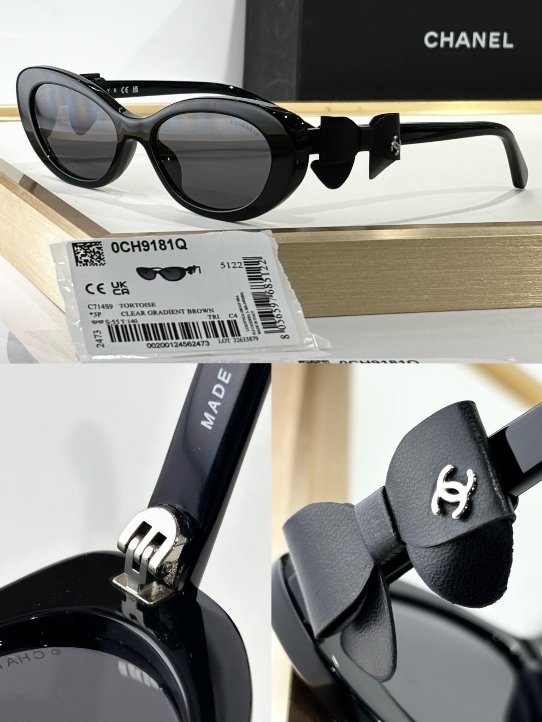 och9181q Chanel Black Bow Sunglasses – Chanel OCH9181Q Black Bow
