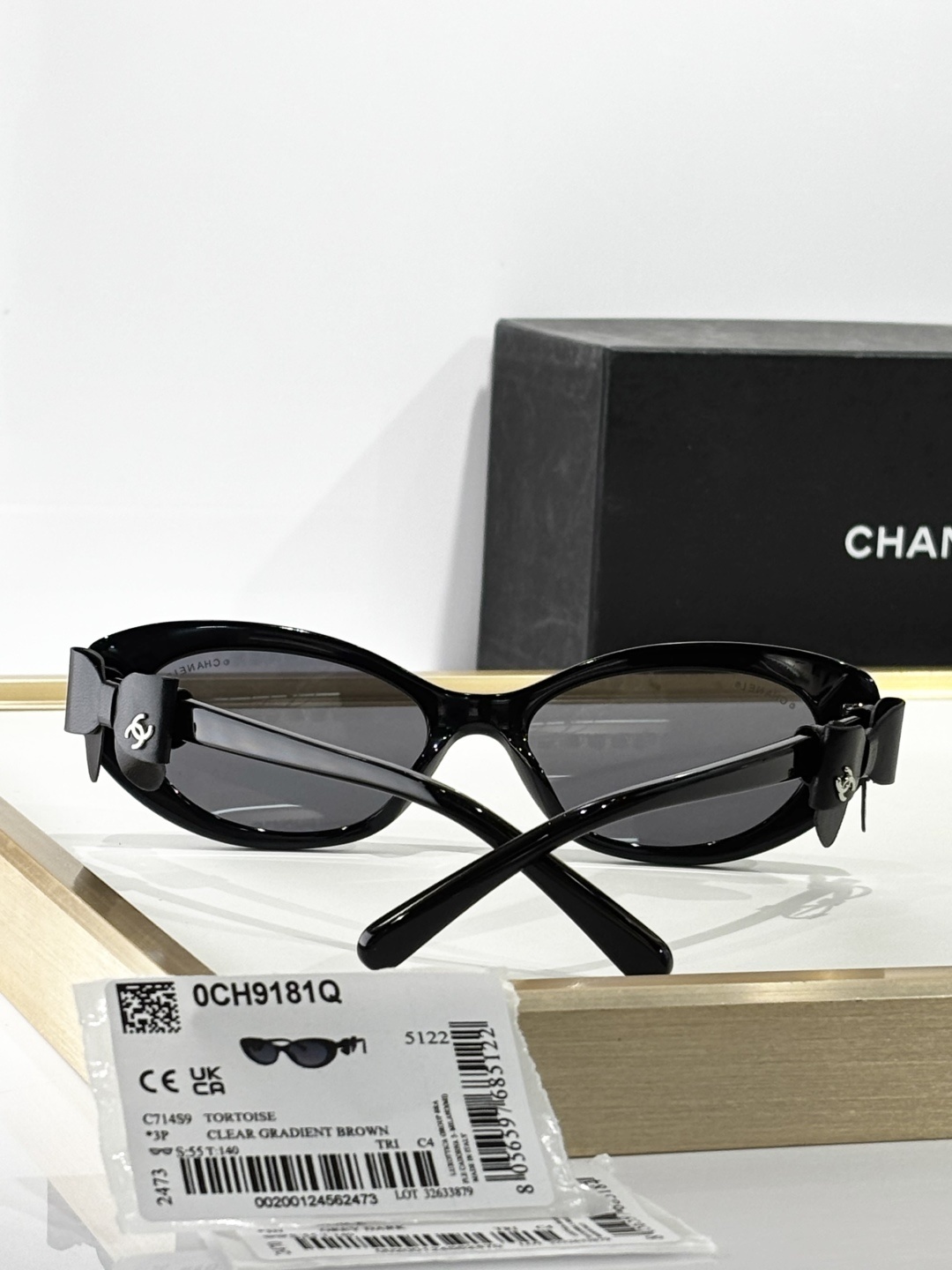 Chanel 9181Q Polarized Cat Eye Sunglasses with Leather Bow