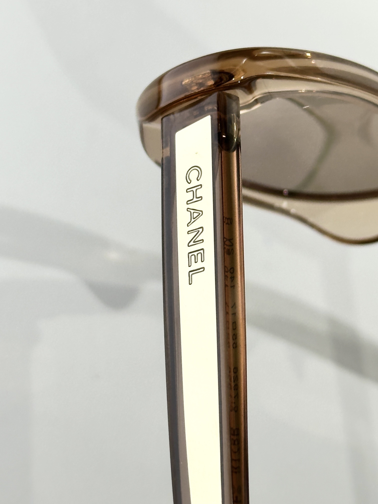 Chanel Oval Sunglasses in Light Orange Acetate with Gold Mirror Lenses