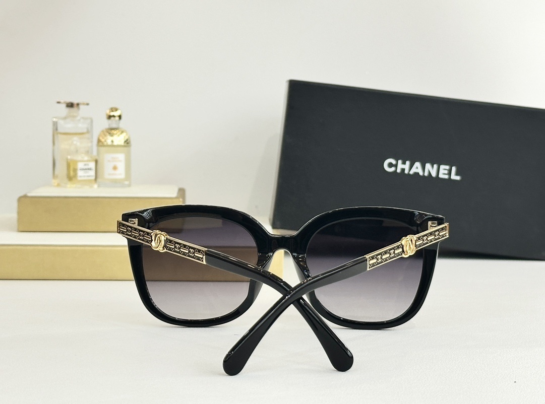 Chanel Women’s Luxury Butterfly Sunglasses with Gold CC Logo