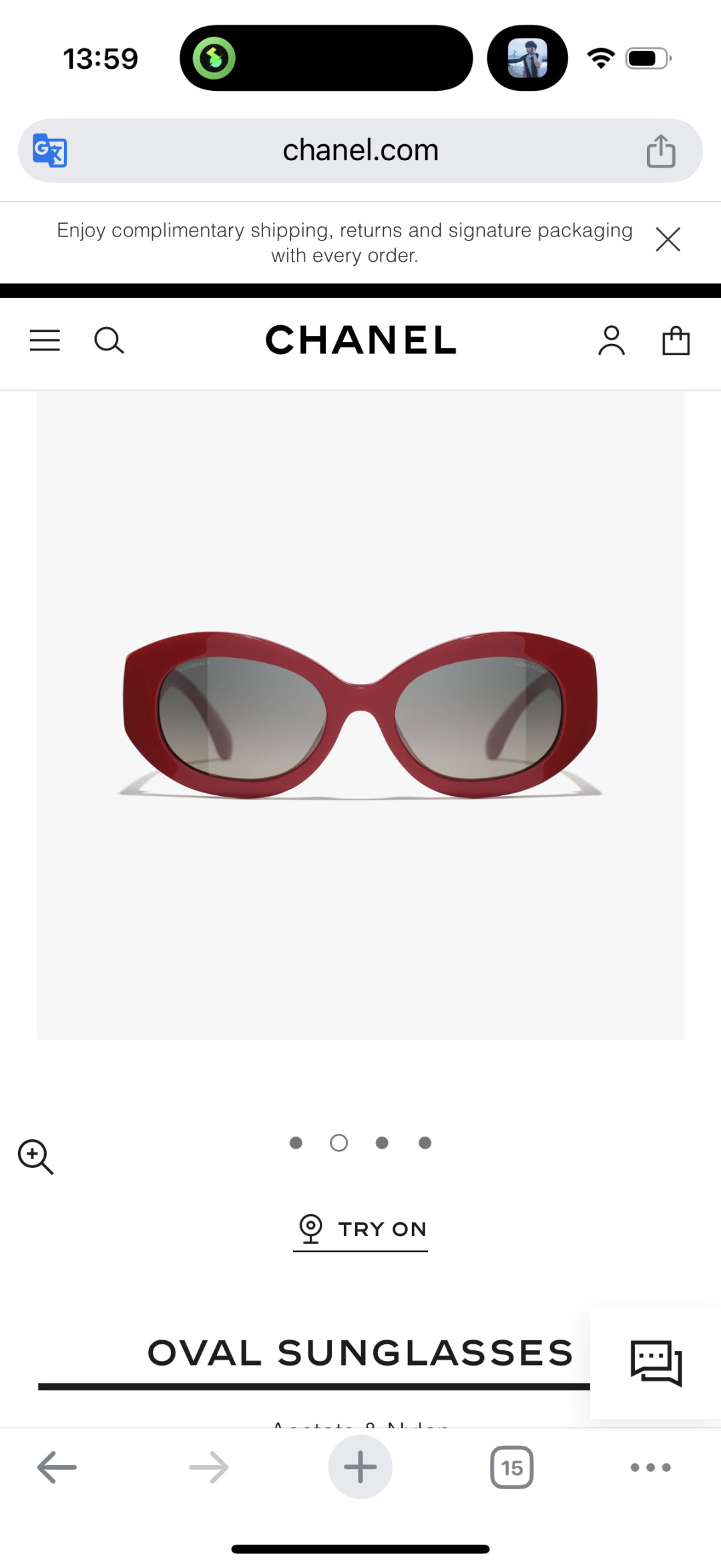 Chanel Red Oval Sunglasses with Iconic White CC Logo – Acetate